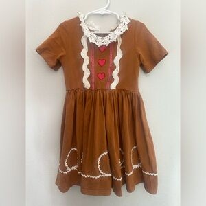 Charming Brown Kids Dress with Heart Accents
